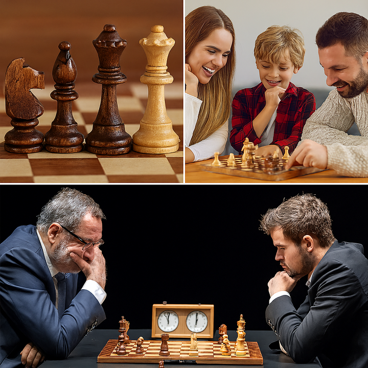 Chesstra Chess Set made of Wood – Handmade, foldable with luxurious finish | Bowlift
