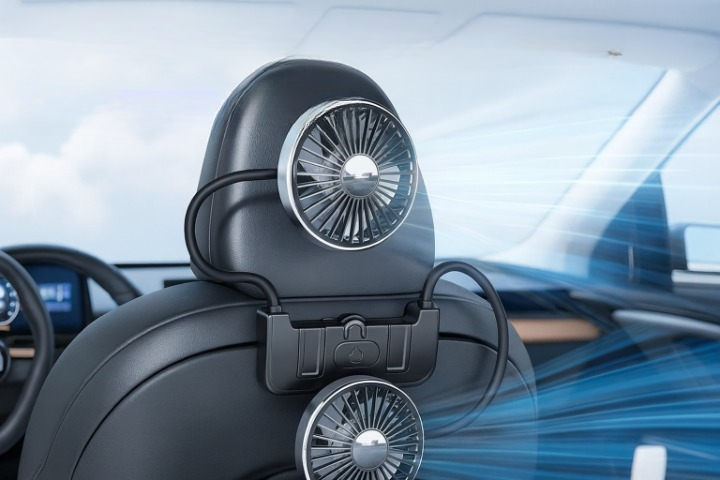 BowLift | Dual-Head Rear Seat Fan – Eary – (USB-C Rechargeable)