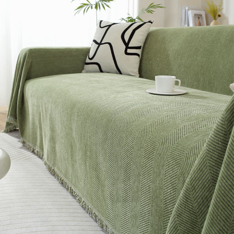 BowLift | Chenille Blanket Herringbone Tassel Sofa Cover