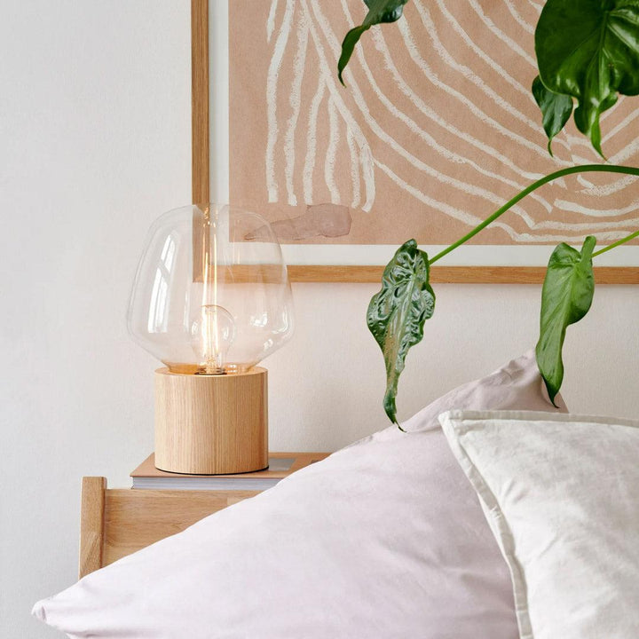 BowLift | Elegant Wooden Lamp with Glass Bowl – Stylish Addition to Any Interior