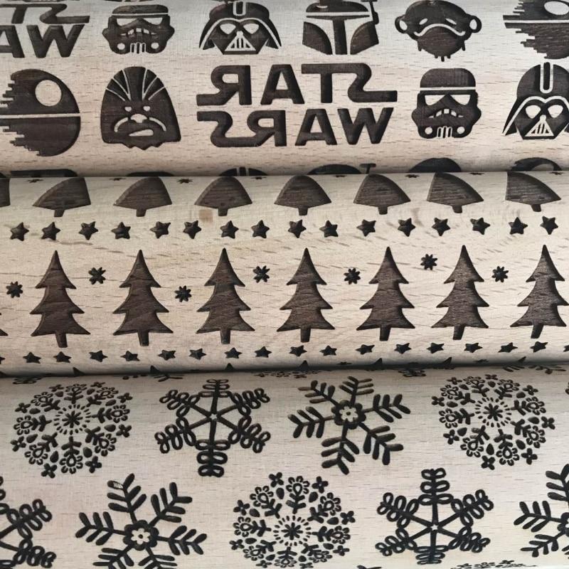 BowLift | No.1 Christmas Embossing Rolling Pin Engraved Reindeer Baking Cookies