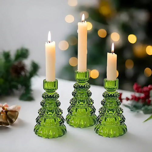 BowLift | LumiTree Glass Candle Holder Set – 3-piece Tree-shaped Table Decoration