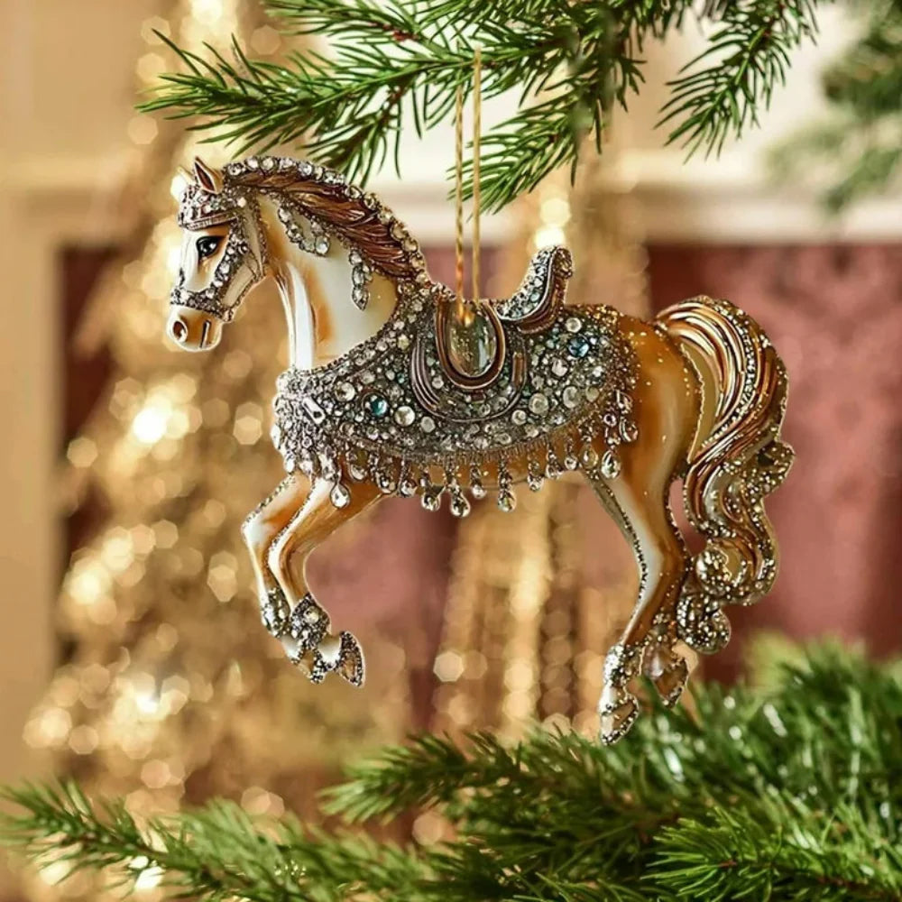 BowLift | Christmas Horse Ornament Vintage Acrylic Hanging Tree Decoration