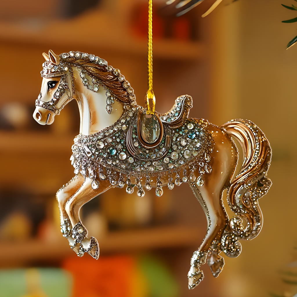 BowLift | Christmas Ornament Horse Acrylic Rhinestone Hanging Tree Decor