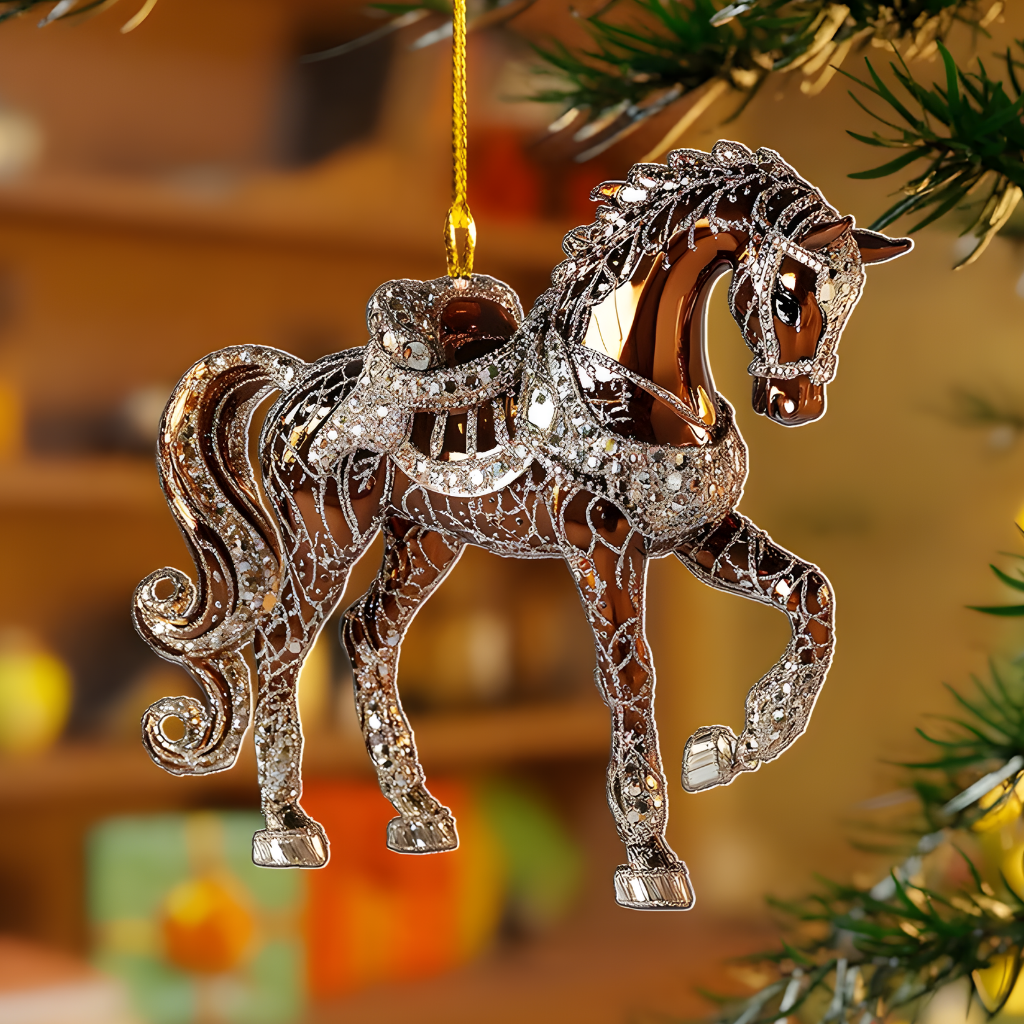 BowLift | Christmas Ornament Horse Acrylic Rhinestone Hanging Tree Decor