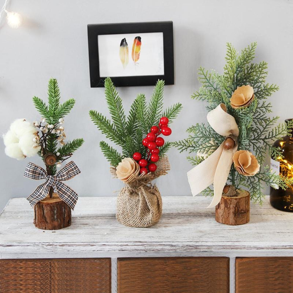 BowLift | Christmas Ornament Mini Tabletop Tree Rustic Burlap Holiday Decor