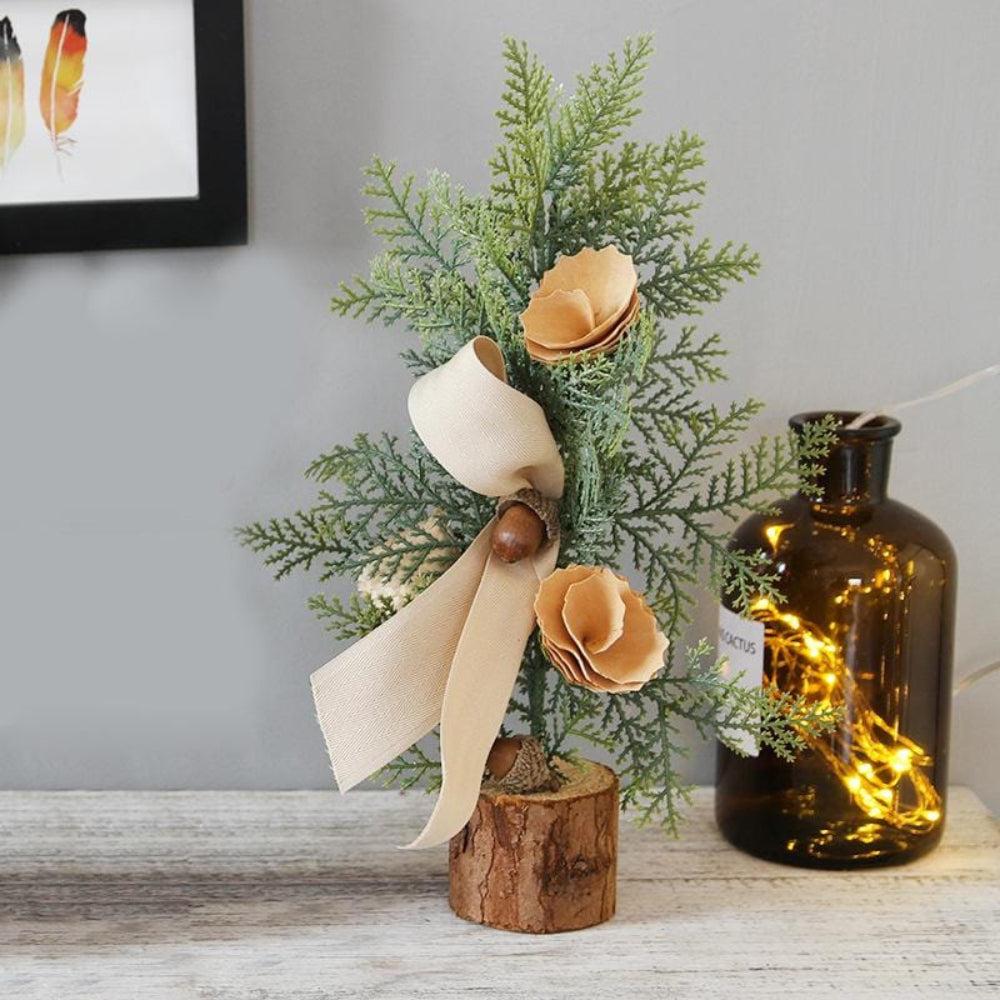 BowLift | Christmas Ornament Mini Tabletop Tree Rustic Burlap Holiday Decor