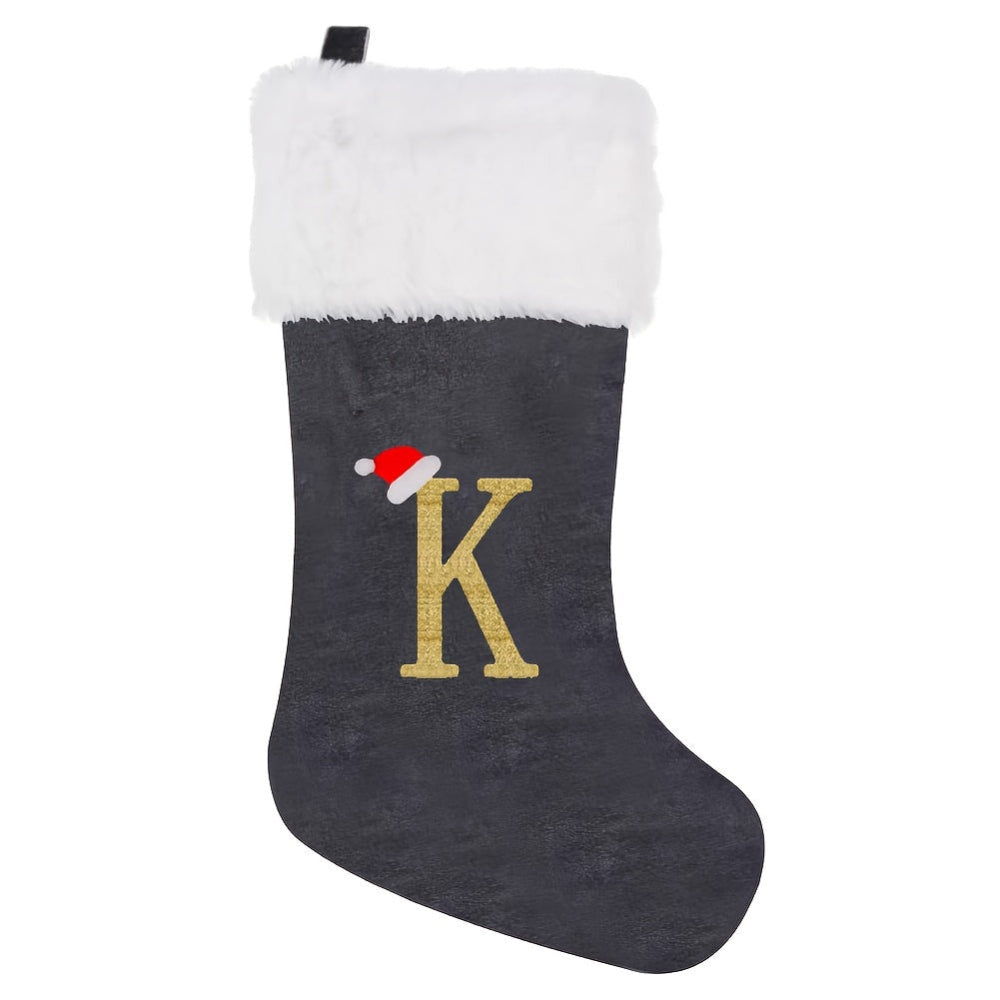 BowLift | Christmas Stockings Velvet Monogram Letter Gray Holiday Decor