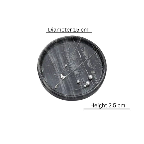BowLift | Circular Black Marble Jewelry Tray