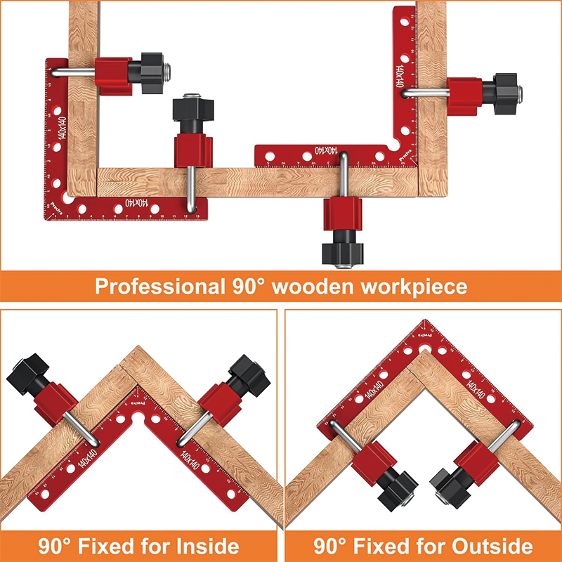 BowLift | 2 Sets 90 Degree Positioning Squares , 5.5" Aluminum Alloy Right Angle Clamps Fixing Clamp for Picture Frame Box Cabinets Drawers
