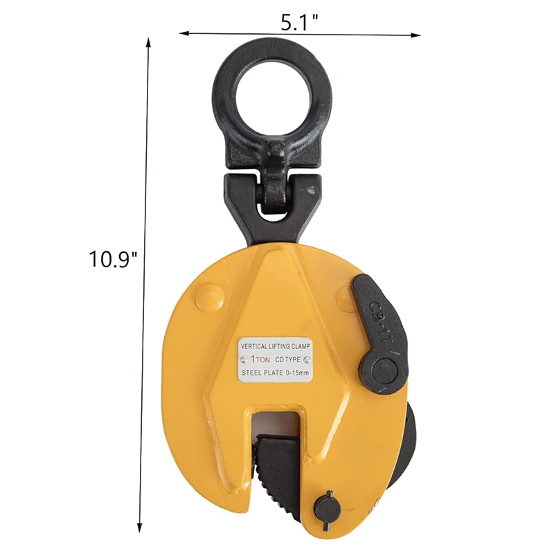 BowLift | 1T Vertical Plate Clamp 2200LBS Plate Clamp Jaw Opening up to 0.6'' Steel Plate Lifting Clamp for Vertical Lifting and Transporting Yellow