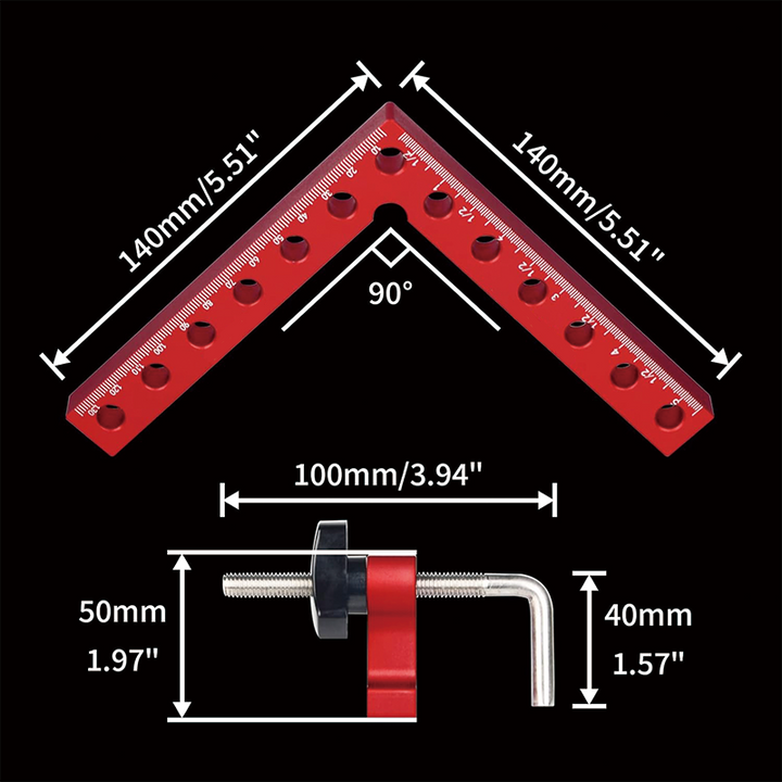 BowLift | 4 Pack 90 Degree Positioning Squares, 5.5" x 5.5"  Positioning Squares Right Angle Clamps for Picture Frames, Boxes, Cabinets or Drawers
