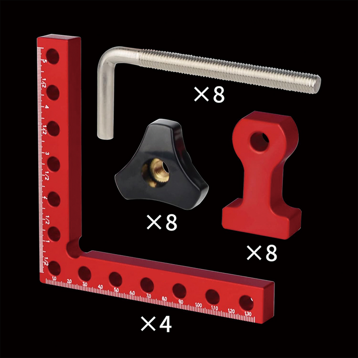 BowLift | 4 Pack 90 Degree Positioning Squares, 5.5" x 5.5"  Positioning Squares Right Angle Clamps for Picture Frames, Boxes, Cabinets or Drawers
