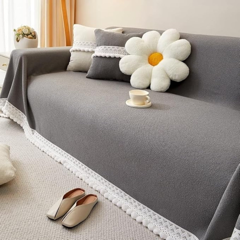 BowLift | Classic Chenille Lace Edge Sofa Cover