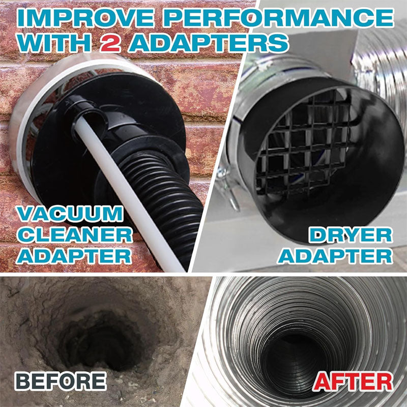 BowLift | 19-Piece  Duct Cleaning Brush Dryer Vent Cleaner Kit Omnidirectional Include 30Feet Dryer Vent Brush