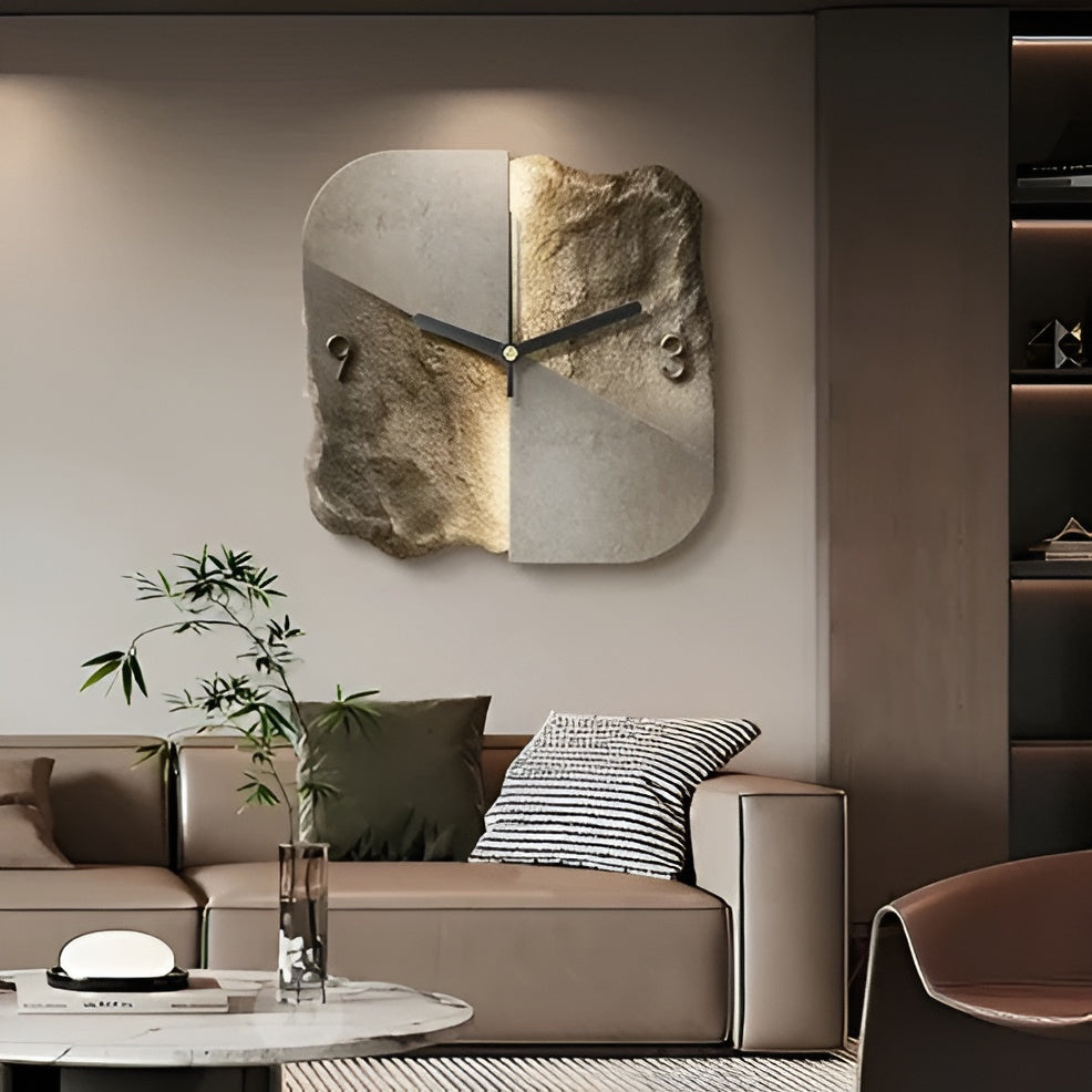 Sandstone Wall Clock – Modern 3D Design | Decorative for Living Rooms and Offices | Bowlift