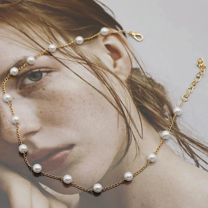 Luxury Golden Pearl Necklace - Marilena Elegance Bowlift