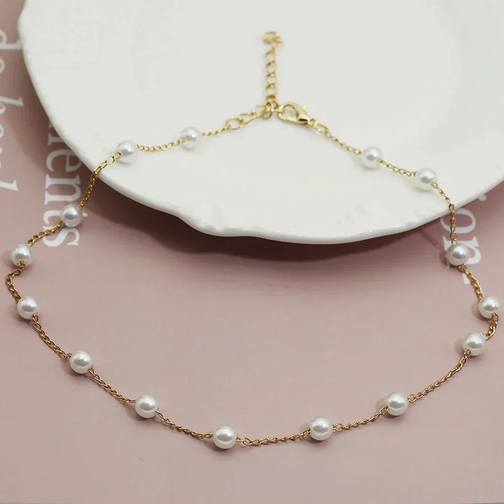 Luxury Golden Pearl Necklace - Marilena Elegance Bowlift