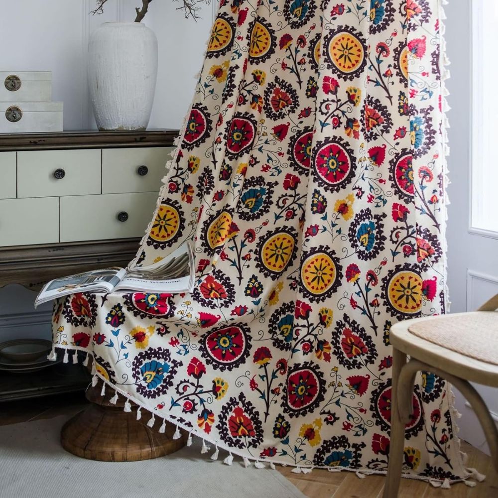 BowLift | Boho Color Wheel Bloom Tassel Curtain