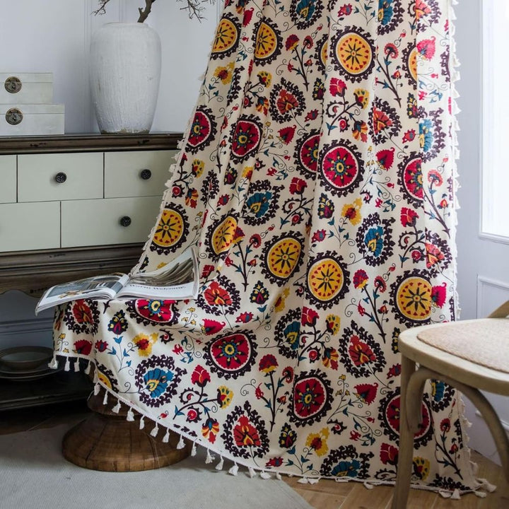 BowLift | Boho Color Wheel Bloom Tassel Curtain