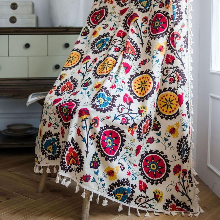 BowLift | Boho Color Wheel Bloom Tassel Curtain