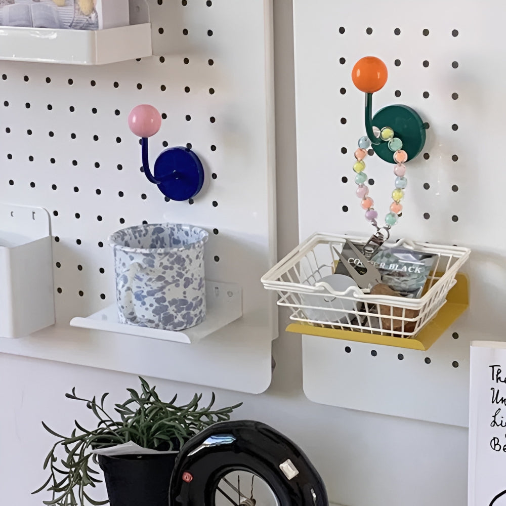 MagneSphere Wooden Magnetic Wall Hooks – Colorful Storage Solution Without Drilling | Bowlift