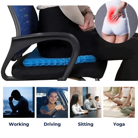 BowLift | PressureFree Orthopedic Gel Seat Cushion – Breathable Honeycomb Design for Tailbone and Back Pain Relief