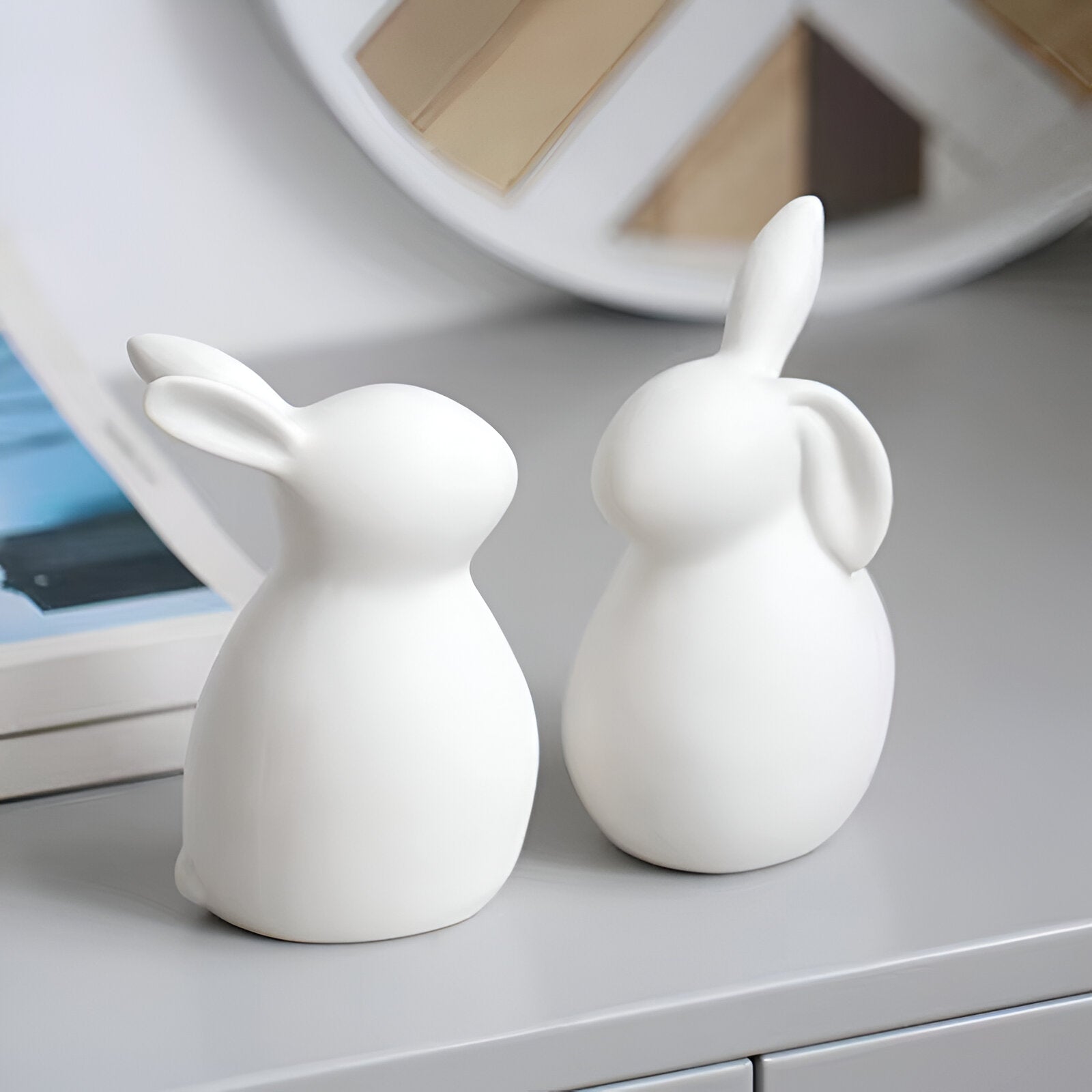 BowLift | ConeyBliss Minimalist Ceramic Bunny – Elegant White Easter Rabbit Figurine Decor