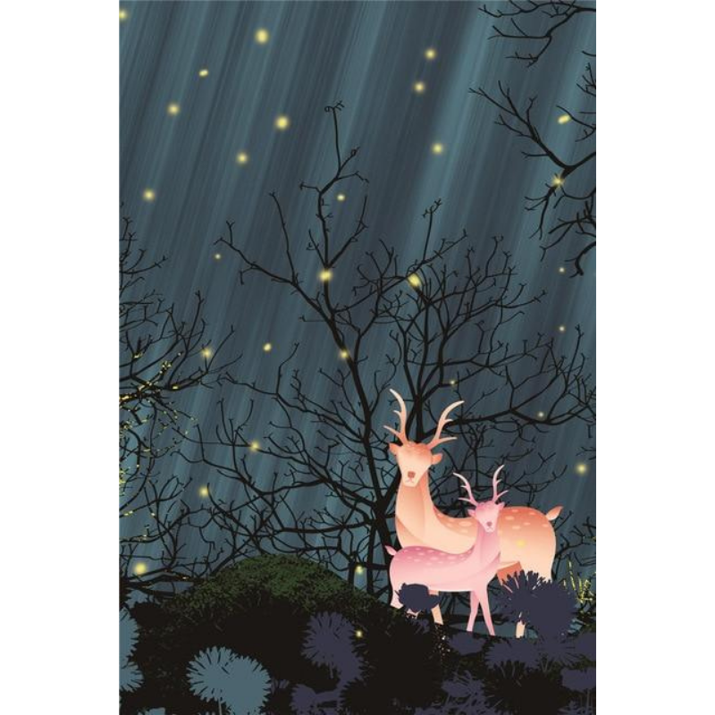 Starry Forest Night Scenery - Canvas Wall Art Painting | Bowlift