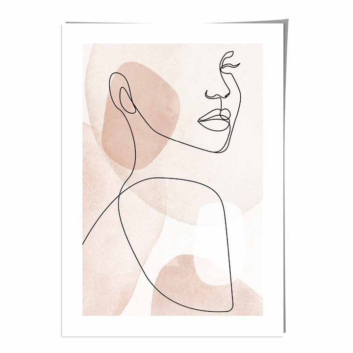 Coral Pink Abstract Line Art Female Face Art Poster No. 1 | Bowlift