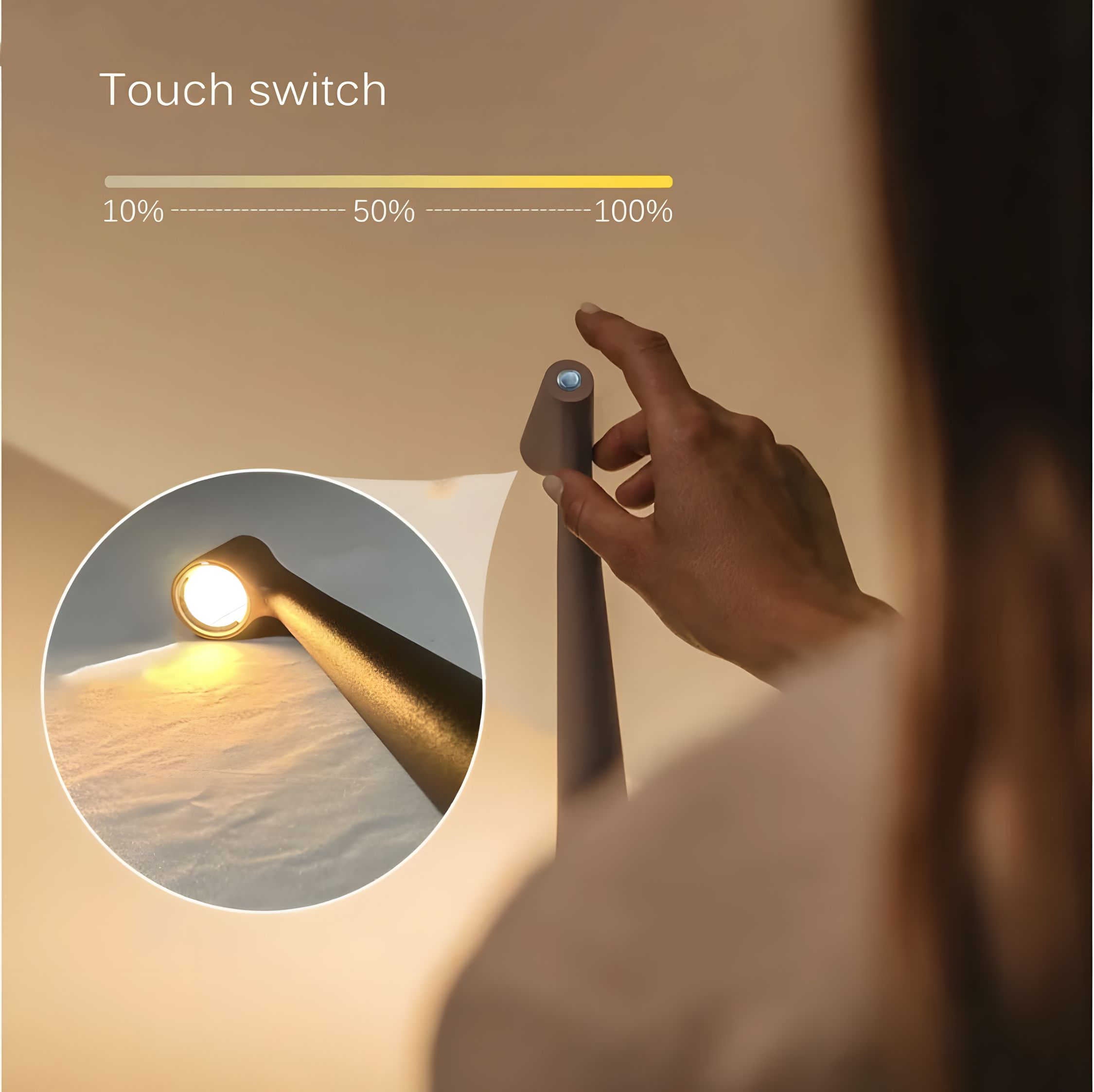 LunaSlim – Elegant Wireless Table Lamp with Adjustable Lighting Bowlift