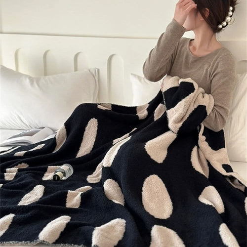 BowLift | Reversible Polka Dot Fleece Blanket for Sofa and Bed