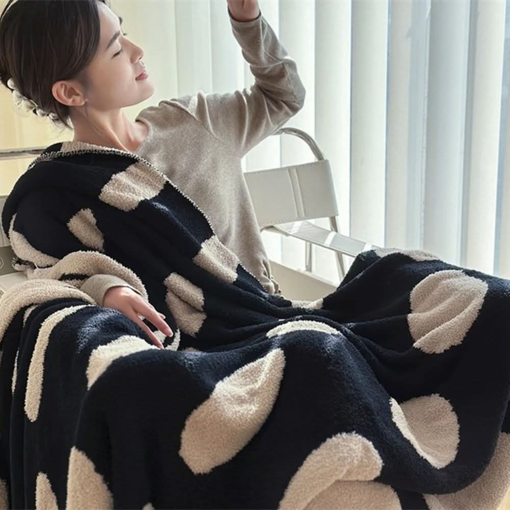 BowLift | Reversible Polka Dot Fleece Blanket for Sofa and Bed