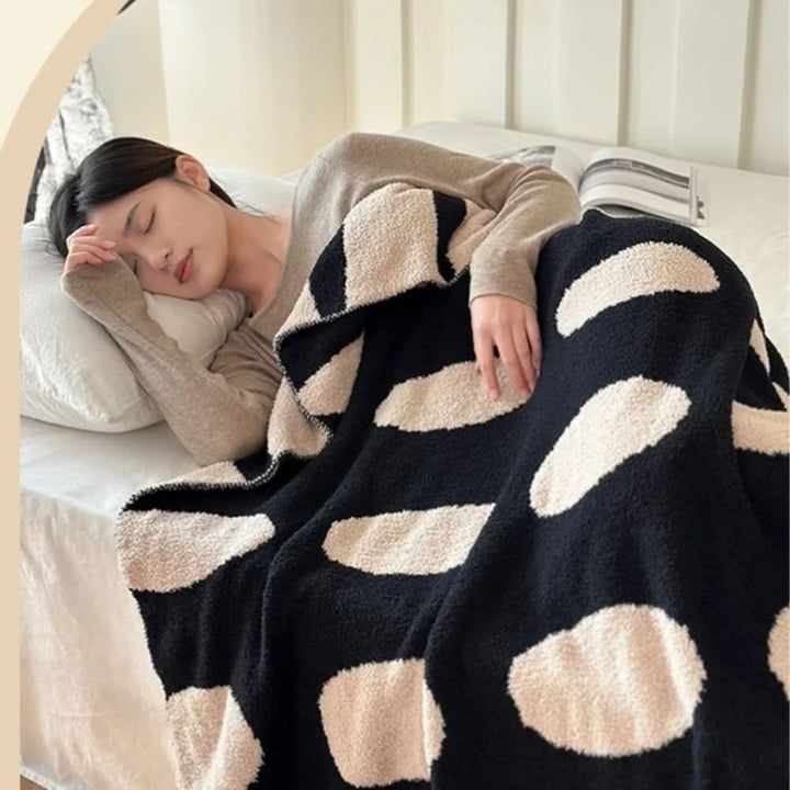 BowLift | Reversible Polka Dot Fleece Blanket for Sofa and Bed