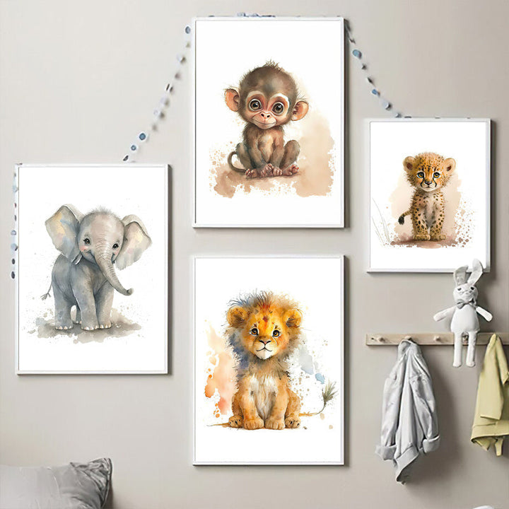BowLift | WildWhimsy – Set of 8 Cute Animal Posters for Lively Spaces