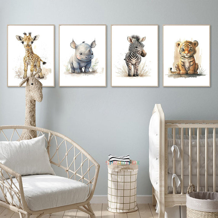 BowLift | WildWhimsy – Set of 8 Cute Animal Posters for Lively Spaces