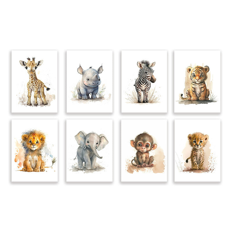 BowLift | WildWhimsy – Set of 8 Cute Animal Posters for Lively Spaces