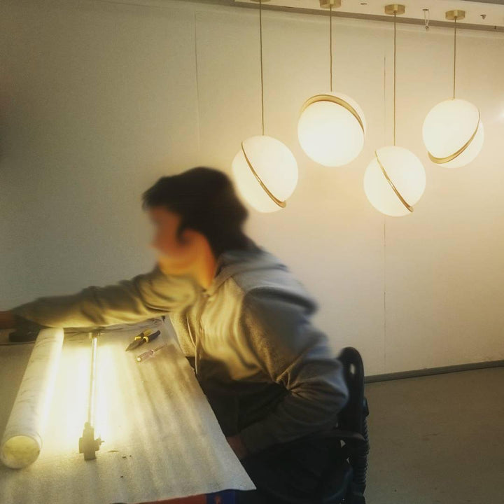 BowLift | CielCourbe Lamp - Luxury Moonlight Pendant Light made of Acrylic and Brass