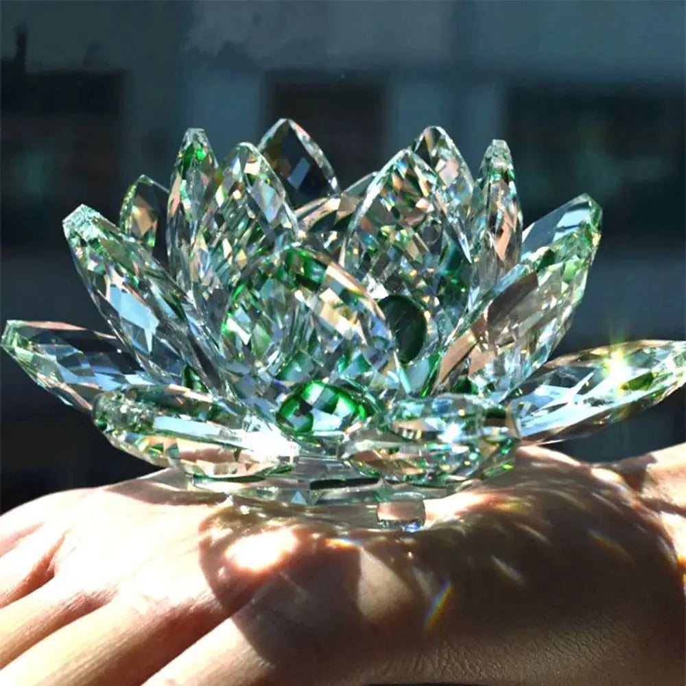 BowLift | Crystal Lotus Flower Figurine Home Wedding Decoration Glass Art Collection Paperweight Office Table Ornaments Souvenir Gifts