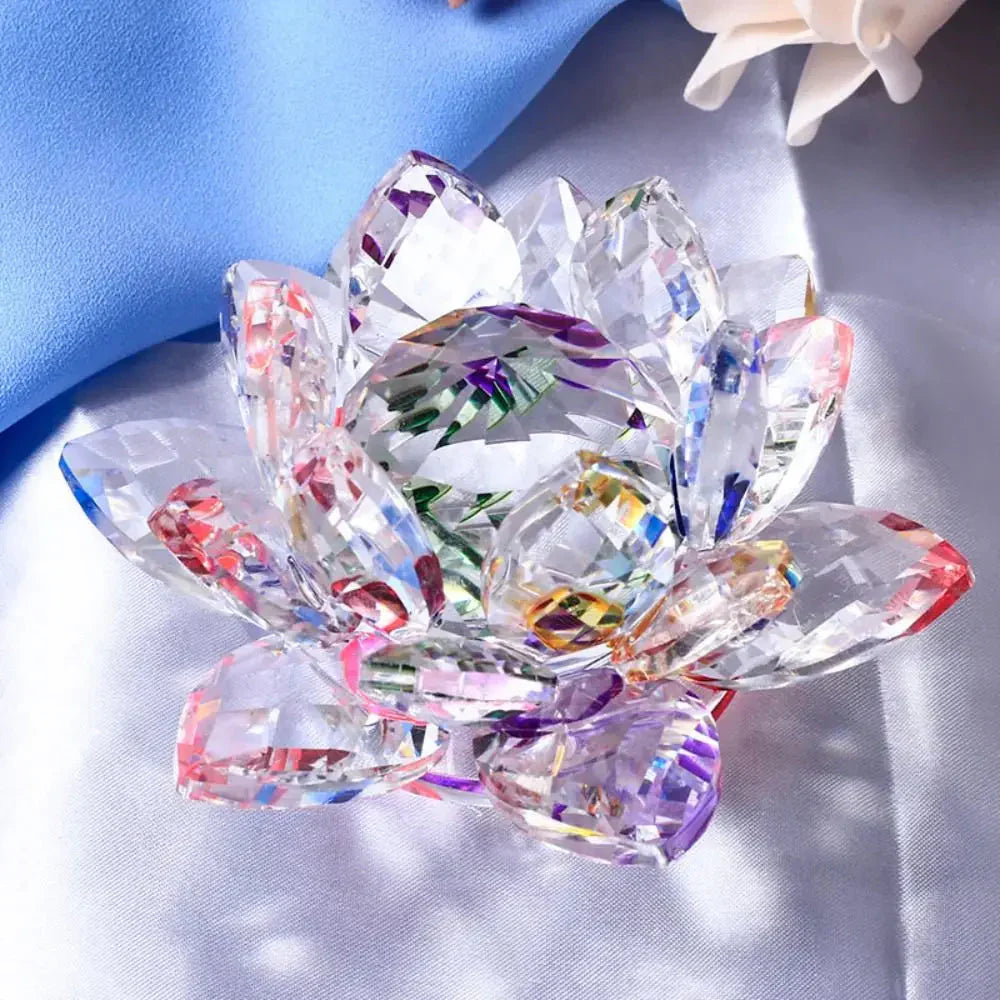 BowLift | Crystal Lotus Flower Figurine Home Wedding Decoration Glass Art Collection Paperweight Office Table Ornaments Souvenir Gifts