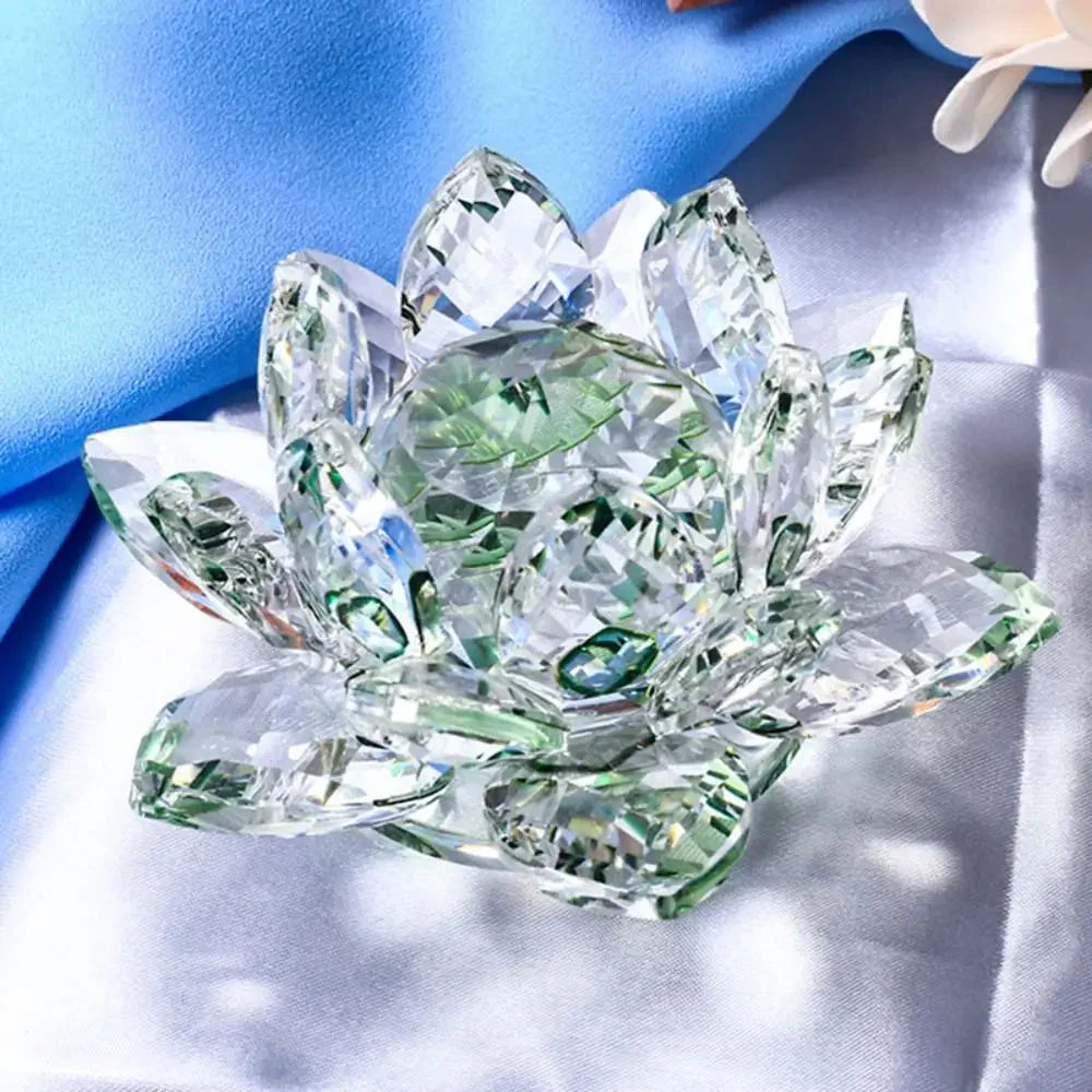 BowLift | Crystal Lotus Flower Figurine Home Wedding Decoration Glass Art Collection Paperweight Office Table Ornaments Souvenir Gifts