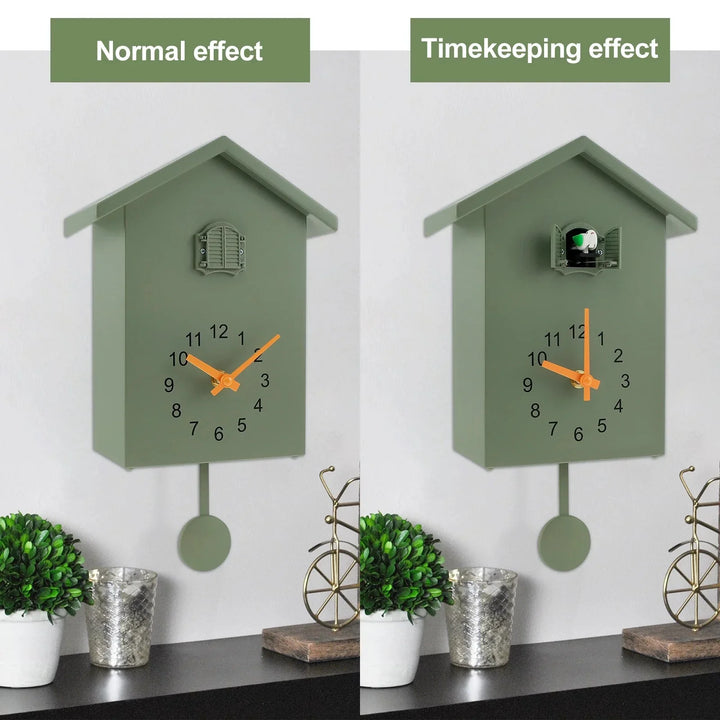 BowLift | Cuckoo Clock Cuckoo Sound Clock with Pendulum Delicate Cuckoo Clock Bird Battery Operated Cuckoo Wall Clock for Living Room Decor
