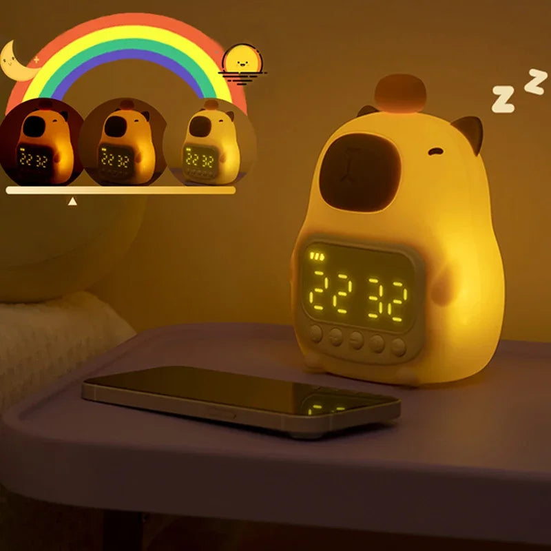 BowLift | Capybara Clock Lamp - Rechargeable Digital Alarm Clock with Night Light & Touch Snooze