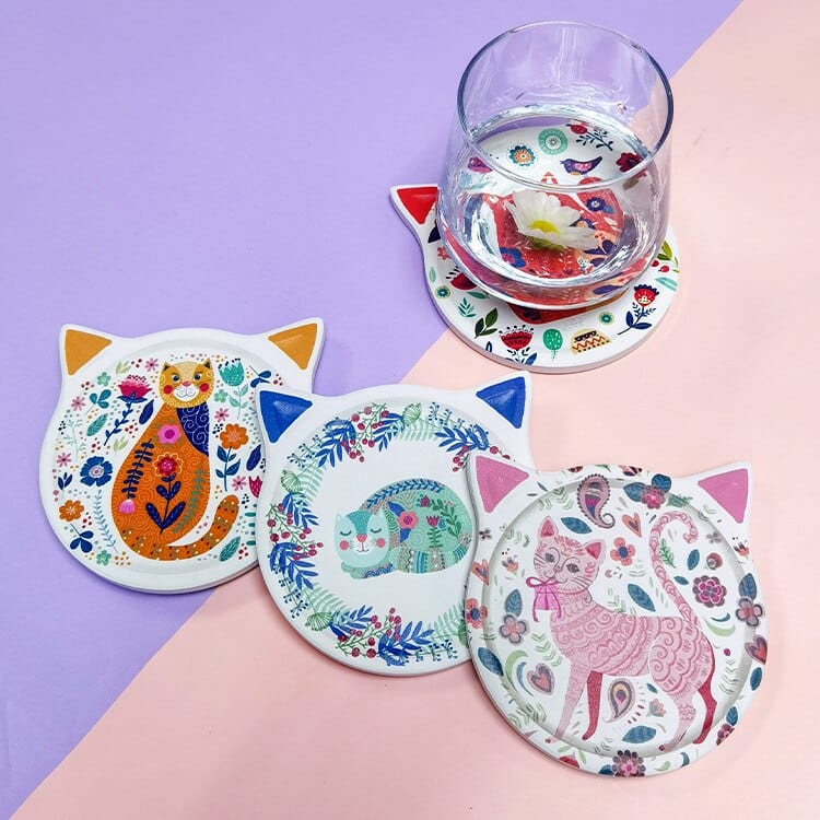 Cute Cat-Shaped Coasters (4 pcs) Bowlift