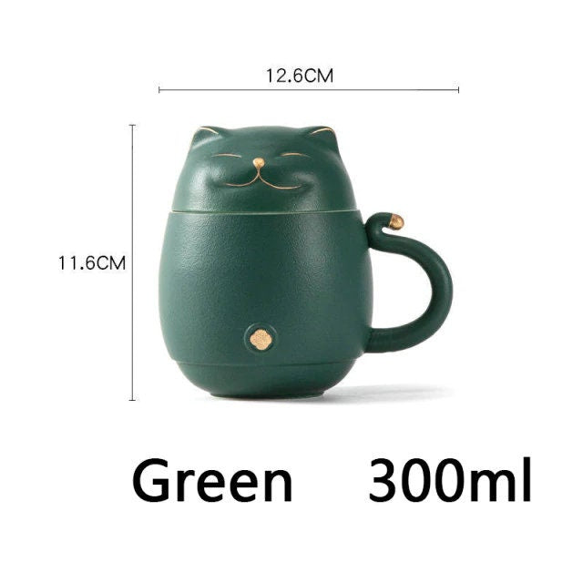 BowLift | Cute cat tea cup made of ceramic with strainer