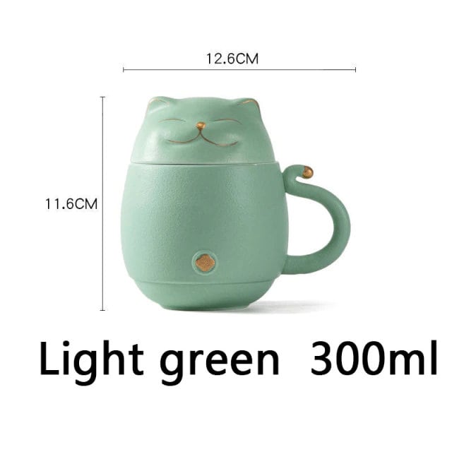 BowLift | Cute cat tea cup made of ceramic with strainer