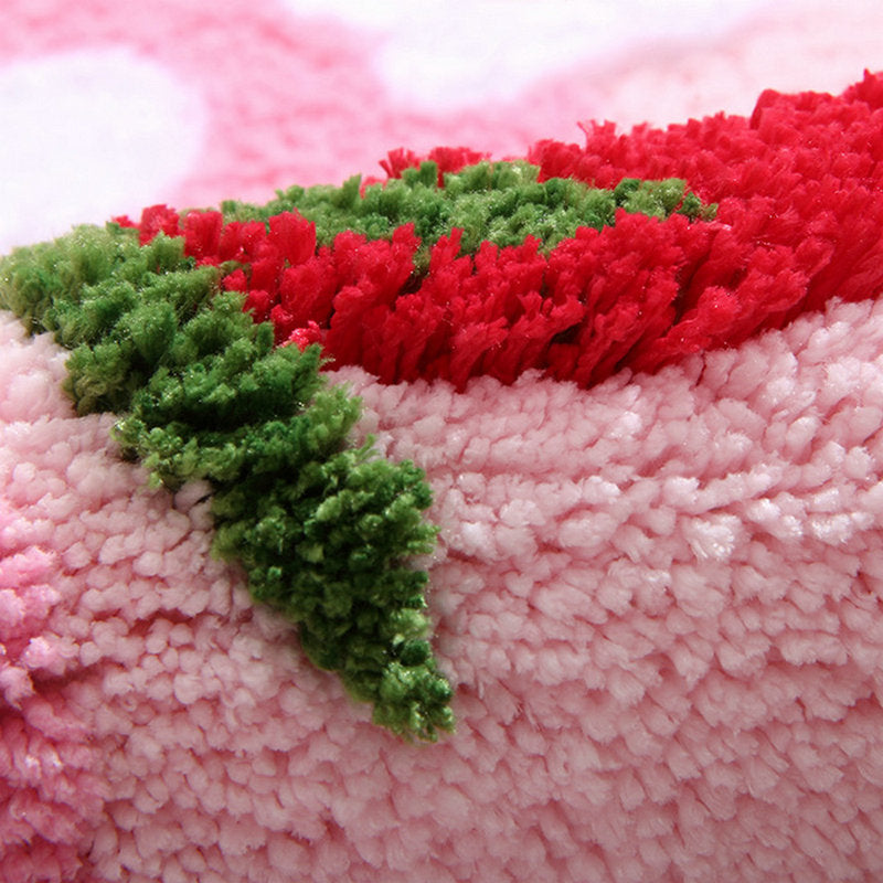 Cute Strawberry Motif Bath Rug – Non-Slip and Washable, Decorative Rug for Bathroom and Children's Room | Bowlift