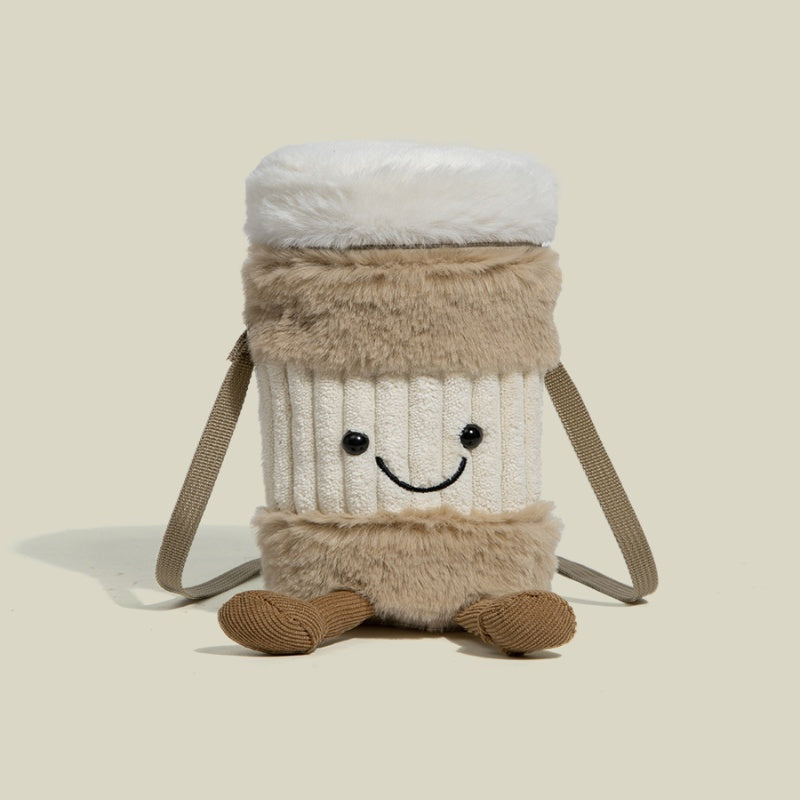BowLift | Cute happy coffee cup holder plush bag