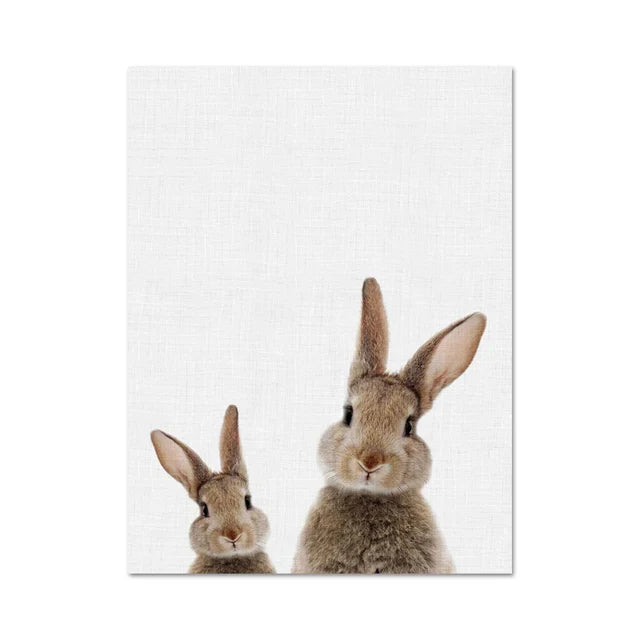 Cute Bunny Rabbit Photoshoot Poster Wall Art Fine Art Canvas Prints Baby Animal Pictures For Nursery Room Children's Room Wall Decor | Bowlift