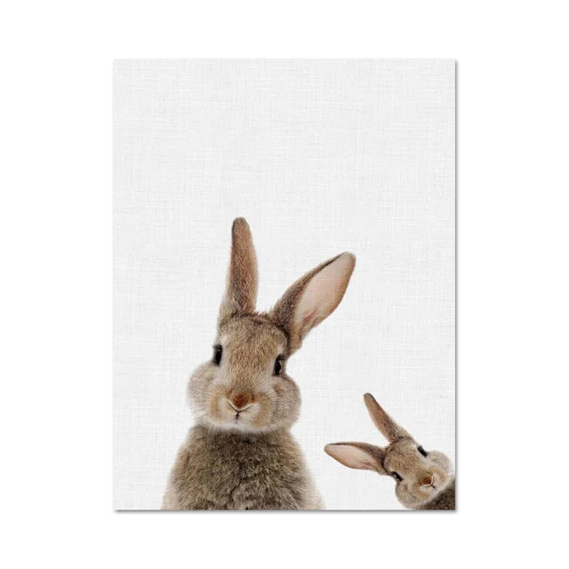 Cute Bunny Rabbit Photoshoot Poster Wall Art Fine Art Canvas Prints Baby Animal Pictures For Nursery Room Children's Room Wall Decor | Bowlift